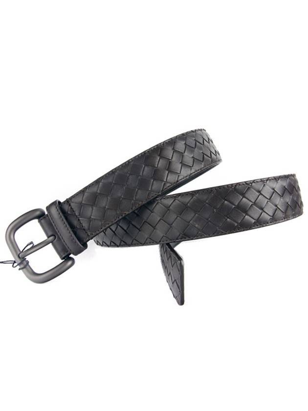 Men's Intrecciato Weaving Leather Belt Dark Brown - BOTTEGA VENETA - BALAAN 5