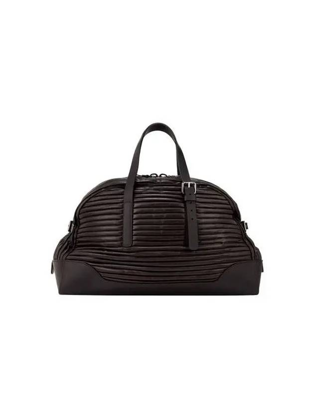 Men s Pleated Leather Travel Bag Dark Brown 270627 - GIORGIO ARMANI - BALAAN 1