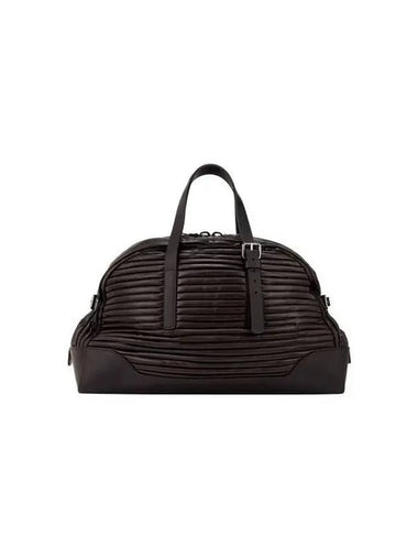 Men s Pleated Leather Travel Bag Dark Brown 270627 - GIORGIO ARMANI - BALAAN 1