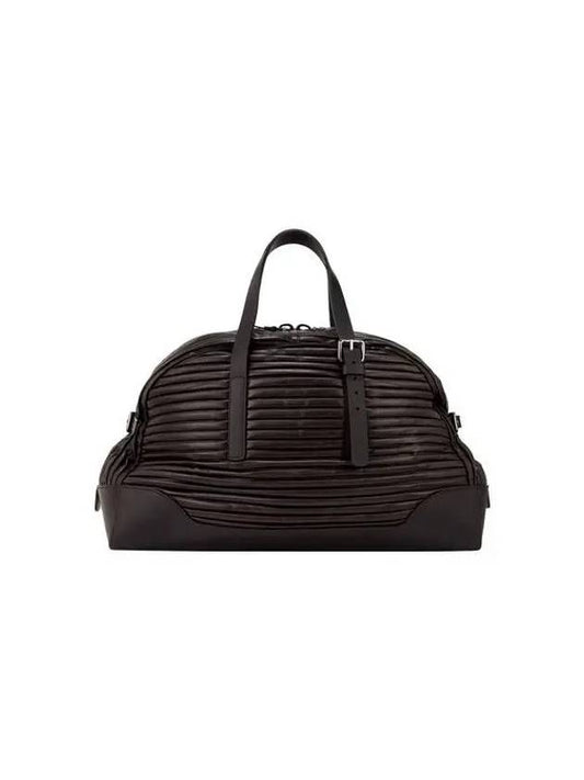 8th Anniversary Last Armani 9 7 8 Men s Pleated Leather Travel Bag Dark Brown 270627 - GIORGIO ARMANI - BALAAN 1