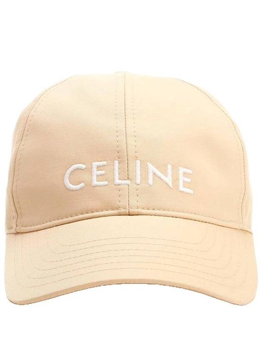 Embroidered Logo Cotton Ball Cap Champagne - CELINE - BALAAN 1