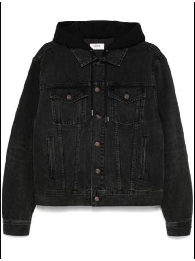 Logo Hooded Trucker Denim Jacket Black - CELINE - BALAAN 2