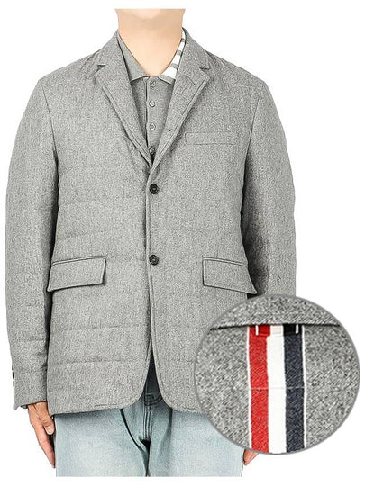 Men's Center Back Striped Voile Wool Padded Jacket Grey - THOM BROWNE - BALAAN 2