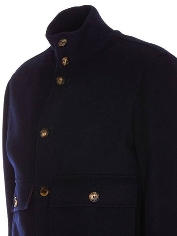 Brunello Cucinelli Navy Wool Down Jacket - BRUNELLO CUCINELLI - BALAAN 1