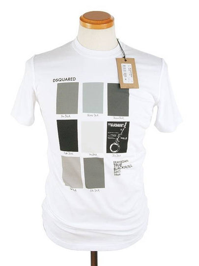 Block Printing Short Sleeve T-Shirt White - DSQUARED2 - BALAAN 2