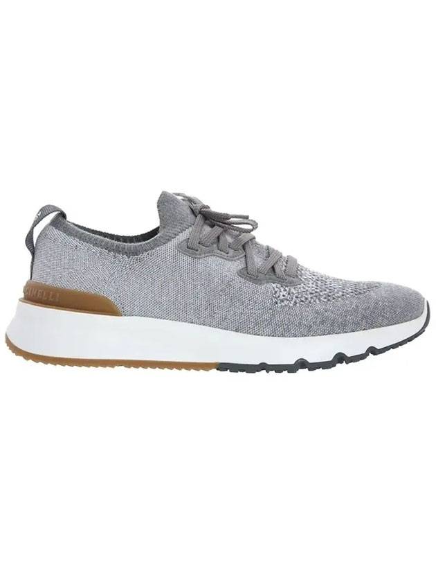 Stretch Knit Low Top Sneakers Gray - BRUNELLO CUCINELLI - BALAAN.