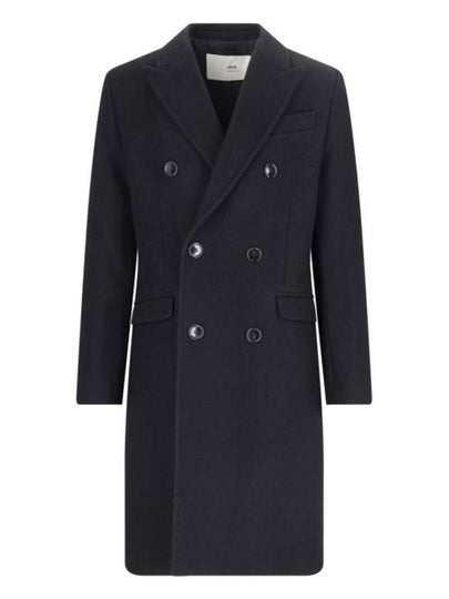 Wool Double Coat Black - AMI - BALAAN 2