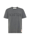 Golden Lettering Cotton Short Sleeve T-Shirt Grey - GOLDEN GOOSE - BALAAN 1