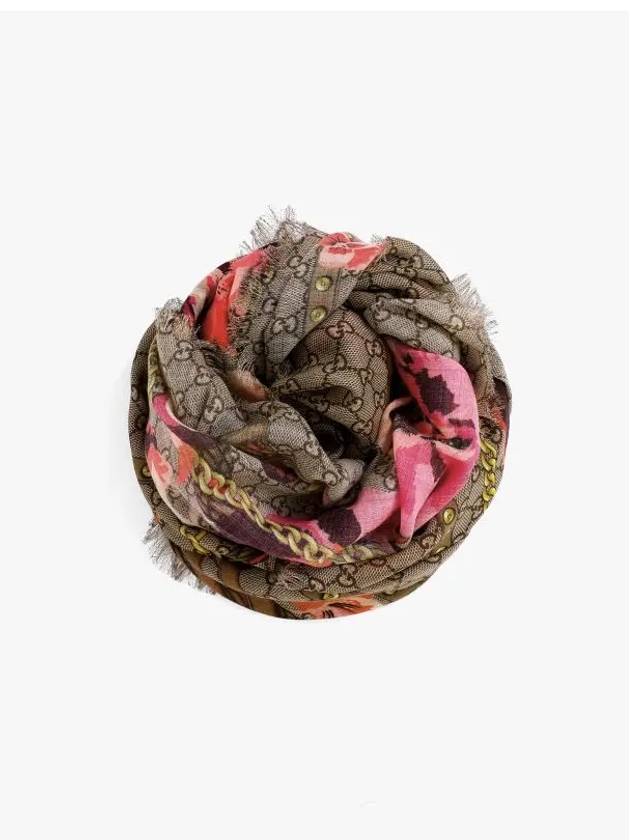 GG Flower Square Shawl Wool Muffler Pink - GUCCI - BALAAN 7