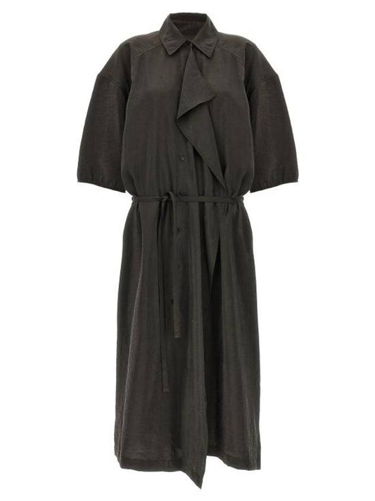 Asymmetrical Shirt Midi Dress Dark Espresso - LEMAIRE - BALAAN 1