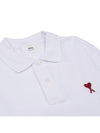 Heart Logo Polo Shirt White - AMI - BALAAN 4