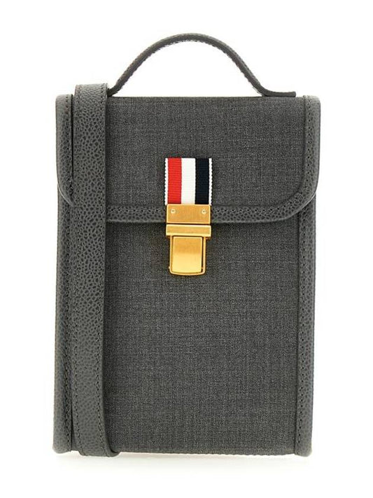 Super 120 Twill Phone Holder Cross Bag Medium Grey - THOM BROWNE - BALAAN 1