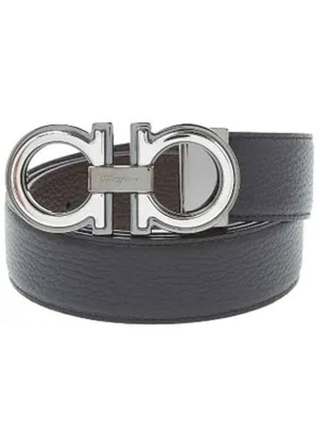 Men's Gancini Reversible Leather Belt Black - SALVATORE FERRAGAMO - BALAAN 1