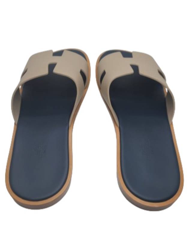 Izmir Leather Slippers Navy Ivory - HERMES - BALAAN 5