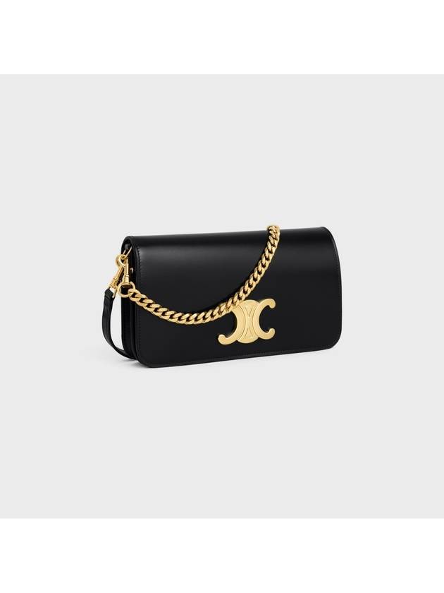 Logo Shiny Calfskin Shoulder Bag Black - CELINE - BALAAN 4