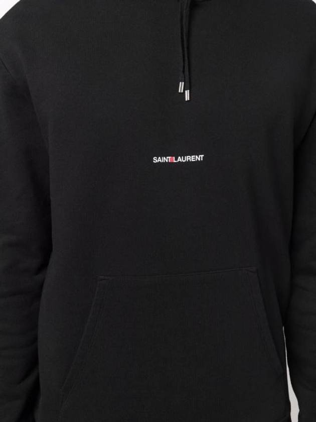 Men's Chest Small Logo Hoodie Black - SAINT LAURENT - BALAAN 4