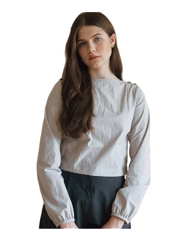 Women's Boat Neck Double Button Blouse Grey - LETTER FROM MOON - BALAAN 1