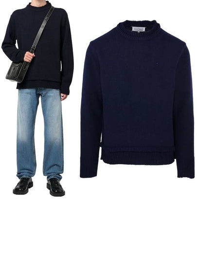 Back Stitch Elbow Patch Knit Top Navy - MAISON MARGIELA - BALAAN 2