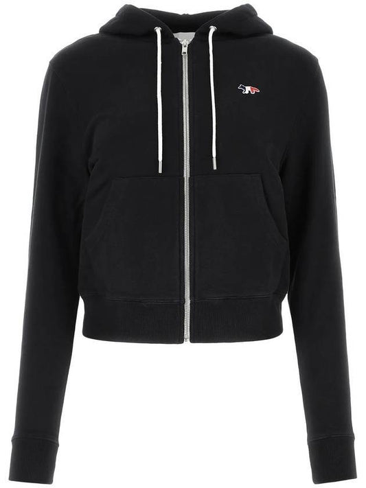 Tricolor Fox Patch Hooded Zip-Up Black - MAISON KITSUNE - BALAAN.