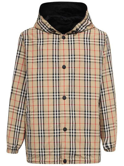 Reversible Check Nylon Hooded Jacket Black Beige - BURBERRY - BALAAN 2