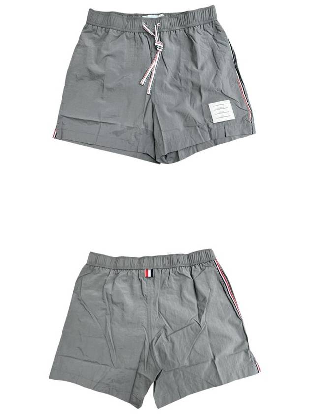 Men's Logo Striped Swim Shorts Grey - THOM BROWNE - BALAAN 5