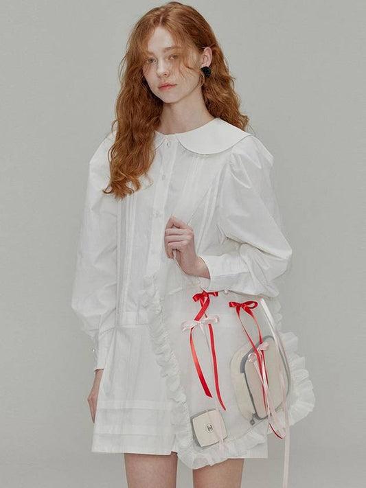 Round collar pin tuck cotton mini dress_White - OPENING SUNSHINE - BALAAN 2