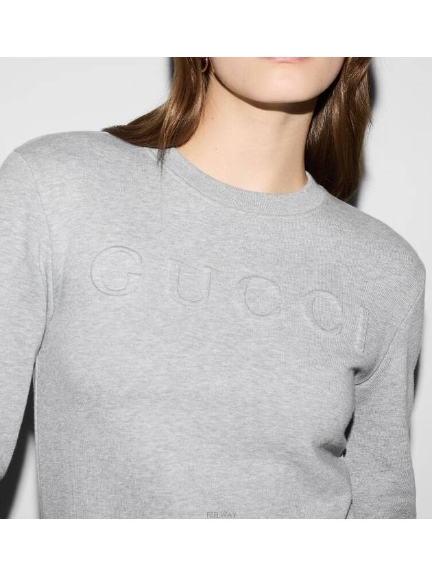 Cotton Sweatshirt Grey - GUCCI - BALAAN 4