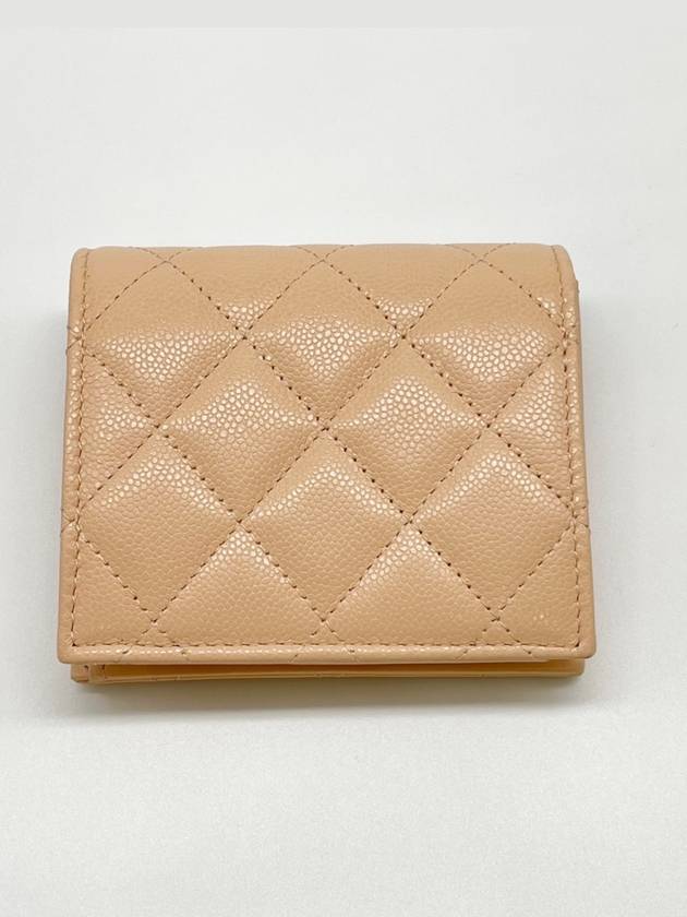 Small Flap Wallet Caviar Leather Light Beige - CHANEL - BALAAN 3