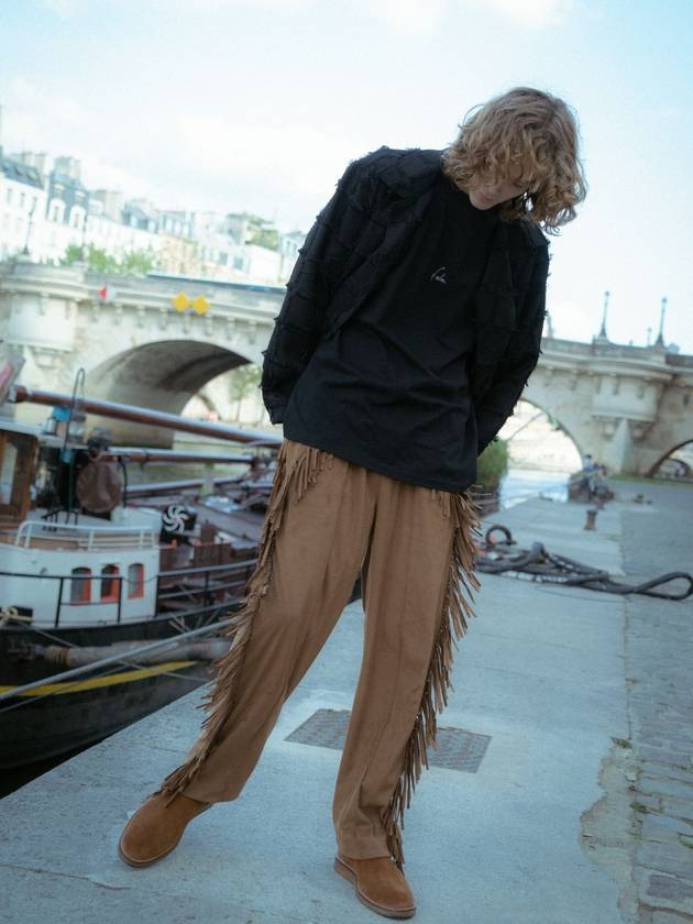 Suede Fringe Track Pants Brown MTR3085 - IFELSE - BALAAN 5