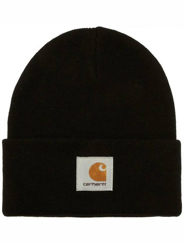 Logo Patch Shorts Watch Beanie Black I017326 89XX - CARHARTT - BALAAN 1