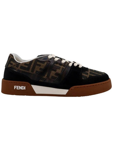 Match Canvas Low-Top With Black Suede - FENDI - BALAAN 1