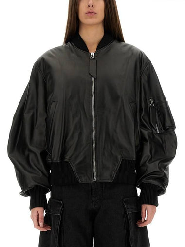 LEATHER BOMBER JACKET - THE ATTICO - BALAAN 1