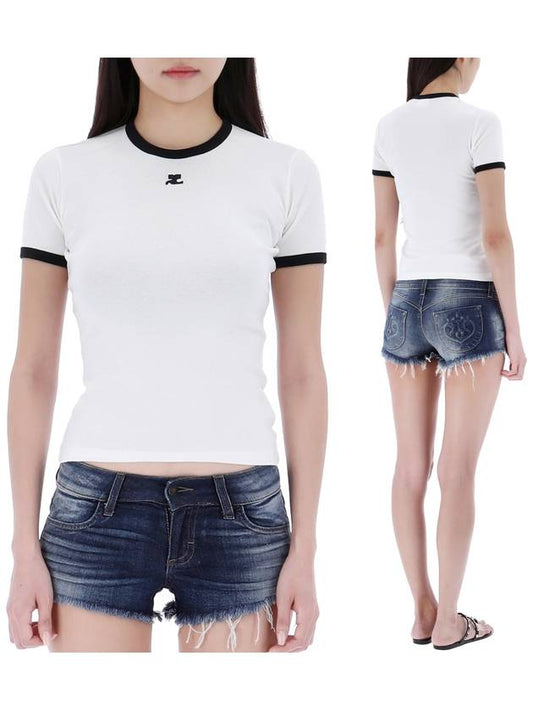 Bumpy Contrast Re-Edition Short Sleeve T-Shirt White - COURREGES - BALAAN 2