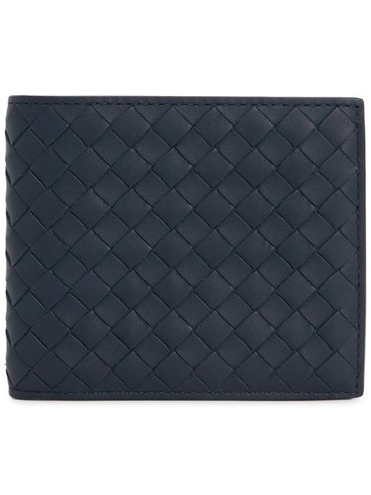 Intrecciato Calf Leather Half Wallet Navy - BOTTEGA VENETA - BALAAN 2