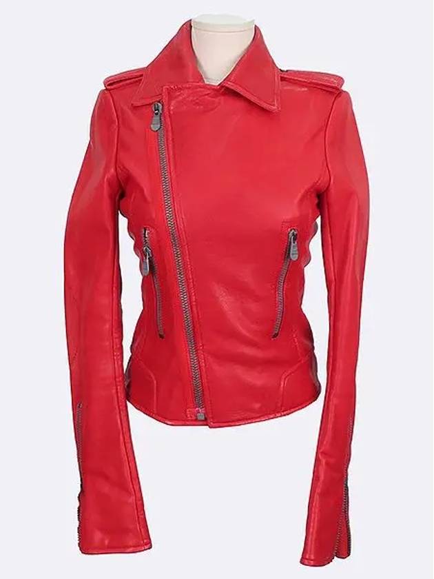 PK7 LM011A RD 2 Red Leather Women s Rider Jacket - BALENCIAGA - BALAAN 1