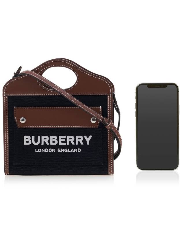 Micro Two-tone Canvas and Leather Tote Bag Black - BURBERRY - BALAAN 7