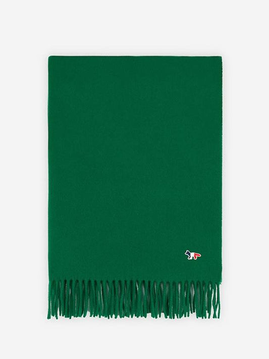 Small Tricolor Fox Wool Muffler Green - MAISON KITSUNE - BALAAN 2