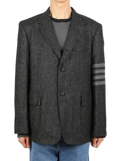 Donegal Tweed 4 Bar Single Breasted Blazer Jacket Grey - THOM BROWNE - BALAAN 2