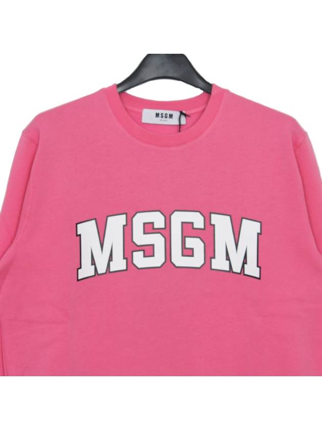 Logo Print Crew Neck Cotton Sweatshirt Pink - MSGM - BALAAN 4