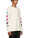 Daigonal Gradient White Long Sleeve TShirt OMAB001F - OFF WHITE - BALAAN 4