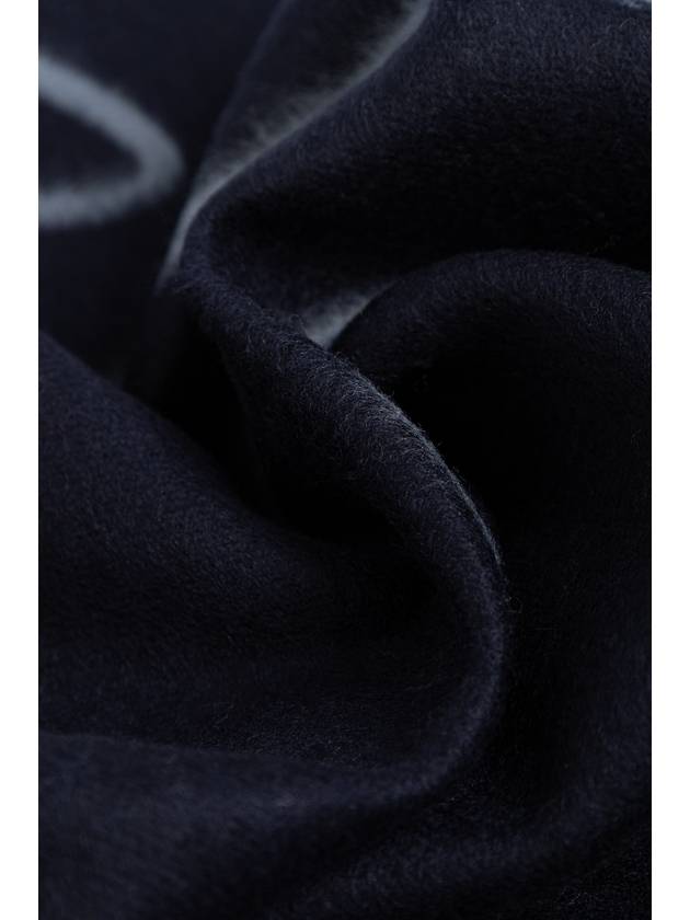 Giorgio Armani Wool Scarf With Logo, Men's, Navy Blue - GIORGIO ARMANI - BALAAN 3