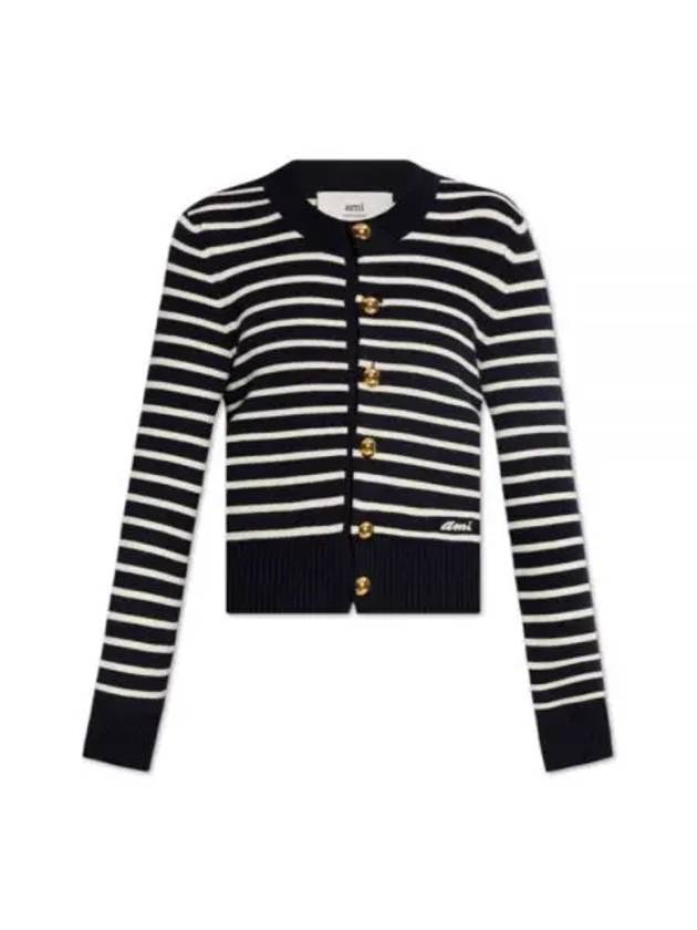 Striped Sailor Cardigan Off White Navy - AMI - BALAAN 2