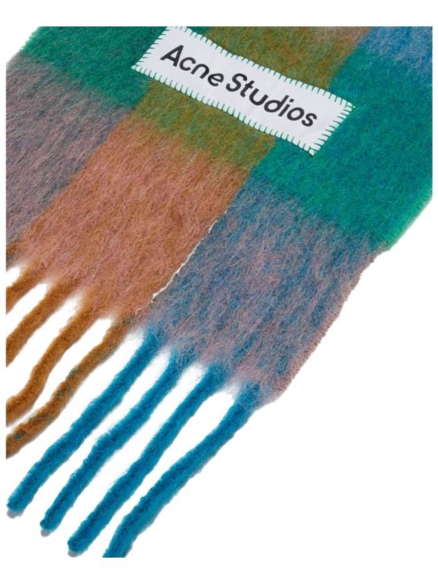 Check Mohair Muffler Turquoise Camel Blue - ACNE STUDIOS - BALAAN 4