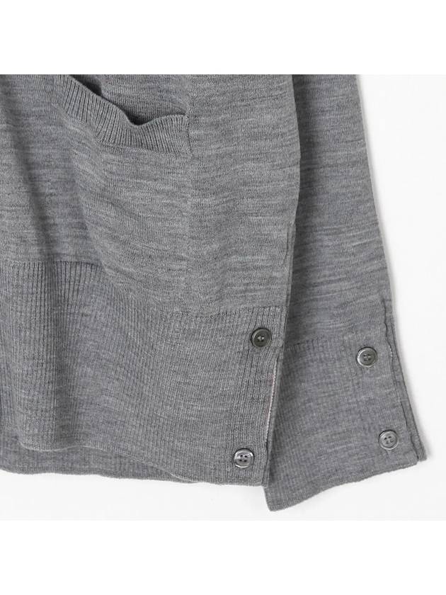 4-Bar Stripe Sustainable Merino Wool Cardigan Grey - THOM BROWNE - BALAAN 4