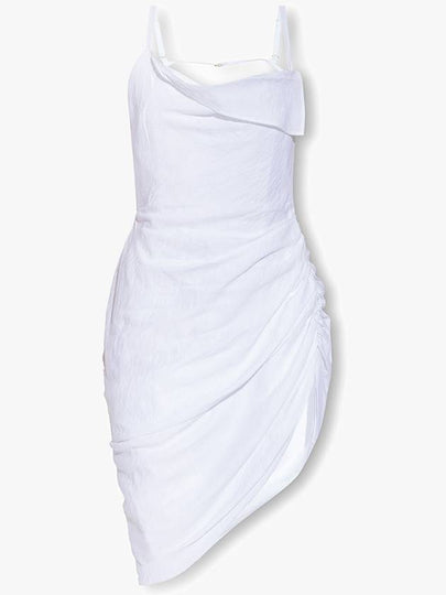 La Robe Saudade Asymmetric Draped Midi Dress White - JACQUEMUS - BALAAN 2