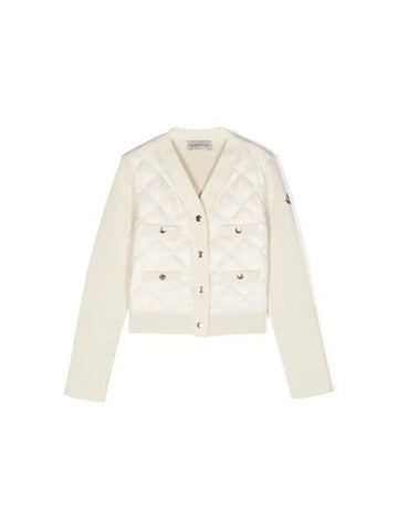 Kids Knit Mix Padded Jacket White - MONCLER - BALAAN 1