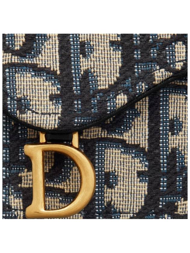 Saddle Flap Card Holder Blue  Oblique Jacquard - DIOR - BALAAN 6