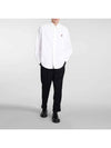 Button Down Boxy Fit Oxford Long Sleeve Shirt Natural White - AMI - BALAAN 3