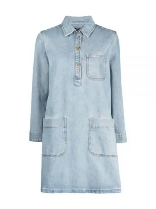 Women's Aurelia Denim Short Dress Stone Wash Indigo - A.P.C. - BALAAN 2