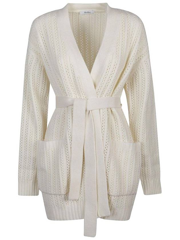 Belted long sleeve cardigan beige - MAX MARA - BALAAN 2